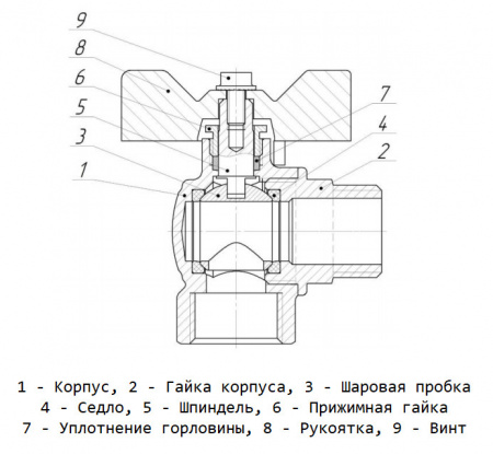Кран шаровой латунный LD Pride 47.15.В-Н.У.Б GAS Ду 15 Ру 40 резьба (ВР-НР) 1/2", никелированный угловой, неполнопроходный