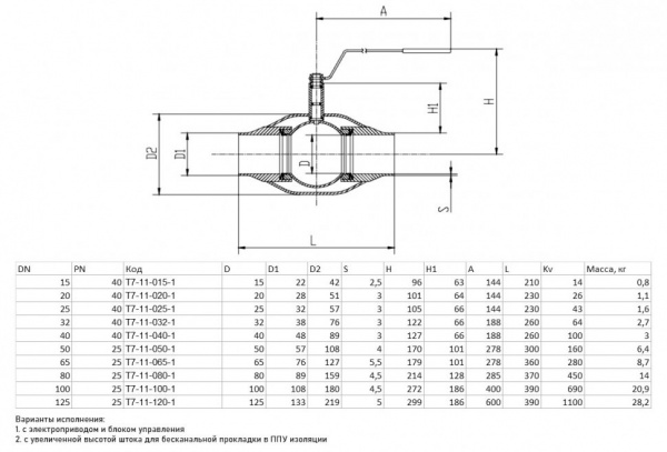 Полнопроходный шаровой кран под приварку Ситал Т7-11-1 DN 100 PN 25 под приварку с ручкой Полнопроходный шаровой кран под приварку Ситал Т7-11-1 DN 100 PN 25 под приварку с ручкой