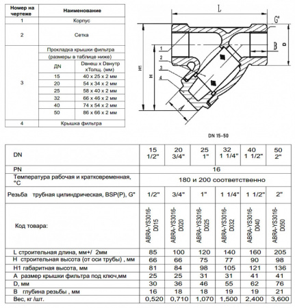 Фильтр магнитно-механический ABRA YS-3016-D ФММ ВР 1/2" DN 15 PN 16 резьбовой чугунный Фильтр магнитно-механический ABRA YS-3016-D ФММ ВР 1/2" DN 15 PN 16 резьбовой чугунный