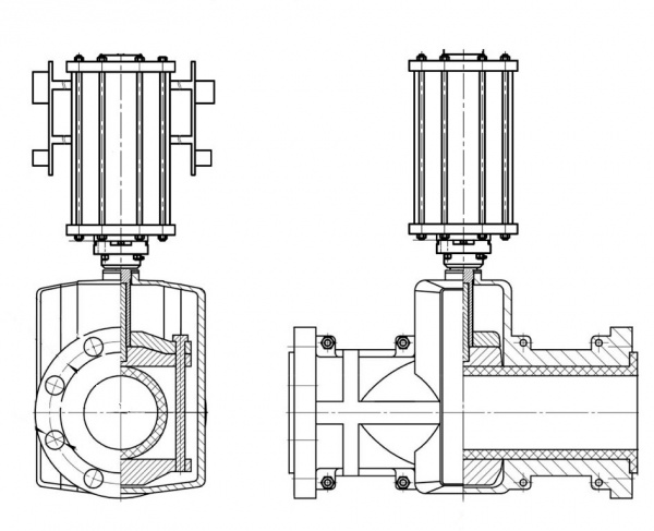 Задвижка шланговая Ду 20 Ру 10 с пневмоприводом
