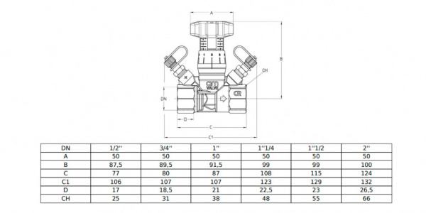 Клапан Cim 787 1 1/2" Ру 25 балансировочный Cimberio