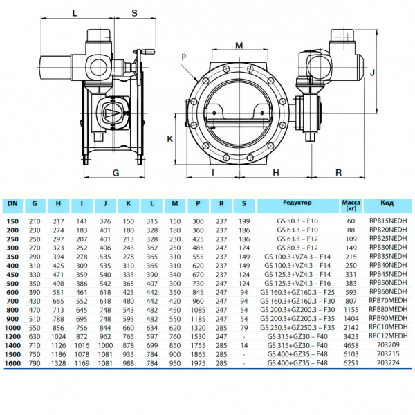 Затвор PAM Saint-Gobain EUROSTOP JPA DN 1000 PN 25 поворотный фланцевый с двойным эксцентриком с электроприводом