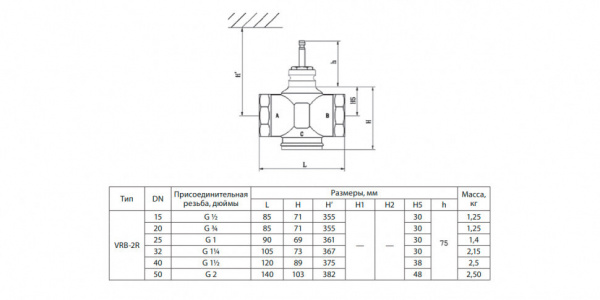 Клапан регулирующий VRB-2R Ду 15 Ру 25 Ридан двухходовой