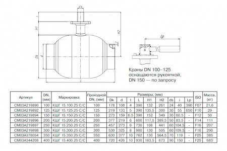 Кран шаровой БИВАЛ КШГ 15 DN 150 PN 25 С/С
