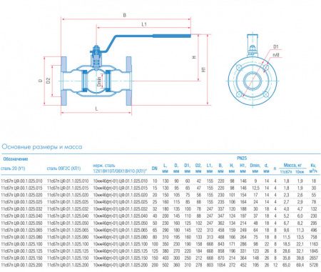 Кран шаровой Маршал 11с67п ЦФ.00.1 DN 10 PN 25 полнопроходной фланцевый