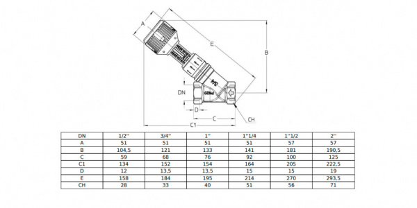Клапан Cim 727OT 1/2" Ру 20 балансировочный Cimberio