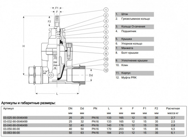 Задвижка AVK 03/90 DN 40/50 PN 16 ответвительная с обжимными муфтами PRK для ПЭ труб фланцевая