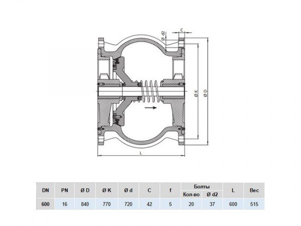 Клапан обратный Hawle 9887 DN 600 PN 16 фланцевый осевой Клапан обратный Hawle 9887 DN 600 PN 16 фланцевый осевой