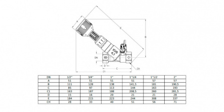 Клапан Cim 747NL 1/2" Ру 25 балансировочный Cimberio