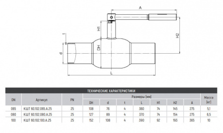 Кран BROEN BALLOMAX КШТ 60.102.080.А.25 DN 80 PN 25 стандартнопроходный стальной шаровый