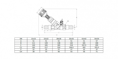 Клапан Cim 747PRF Ду 28 Ру 25 балансировочный Cimberio