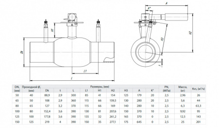 Кран шаровой БИВАЛ КШР 12 DN 100 С/С