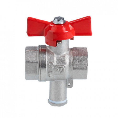 Шаровой кран VALTEC СТАНДАРТ Ду15 Ру40 никелированный для подключения датчика температуры VT.128.N.04