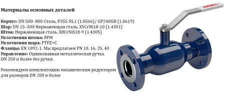 Кран шаровой NAVAL 23554005 DN 500 PN 16 стальной полнопроходный фланцевый