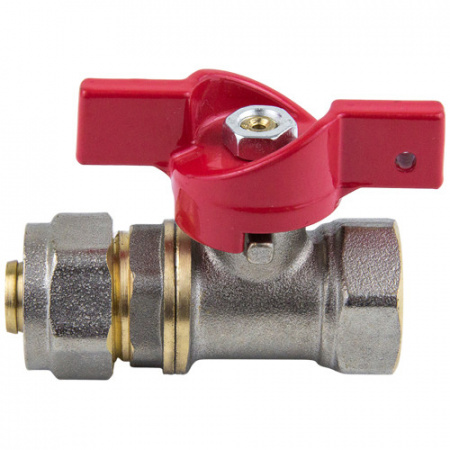 Кран шаровой для МП трубы Aquasfera EURO 1016 DN 20х3/4" PN 16 неполнопроходной компресс-муфта