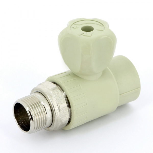 Кран полипропиленовый PPR (PPRC) шаровой для радиатора прямой Ø 20х1/2 PN 25