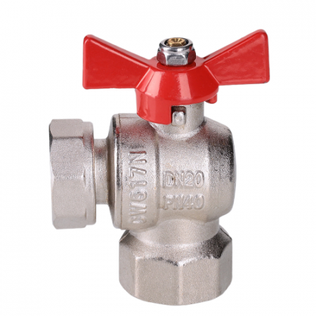 Кран шаровой VALTEC Ду20 Ру25 угловой с накидной гайкой и внутренней резьбой (короткий) VT.266.NS.0505