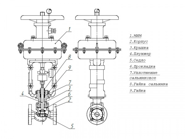 Клапан отсечной 22с15п Ду 65 Ру 16