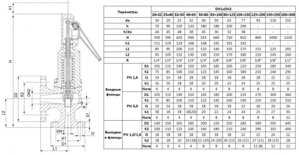Предохранительный клапан ADL Прегран 496-04 DN 65х100