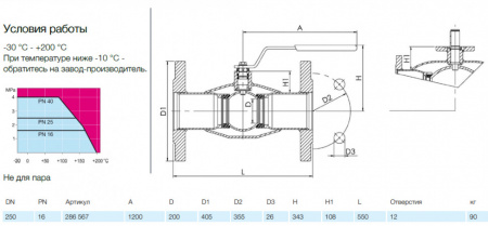 Кран шаровой NAVAL 286567 DN 250 PN 16 нержавеющий стандартнопроходный фланцевый