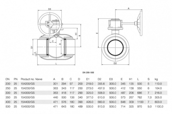 Кран шаровой Vexve 154/GS DN 500 PN 25 стальной Кран шаровой Vexve 154/GS DN 500 PN 25 стальной