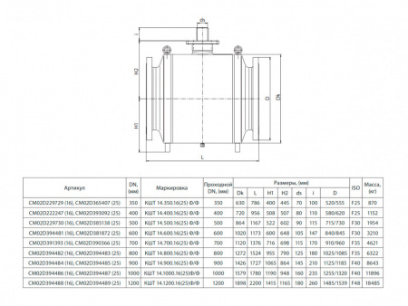 Кран шаровой БИВАЛ КШТ 14 DN 700 Ф/Ф