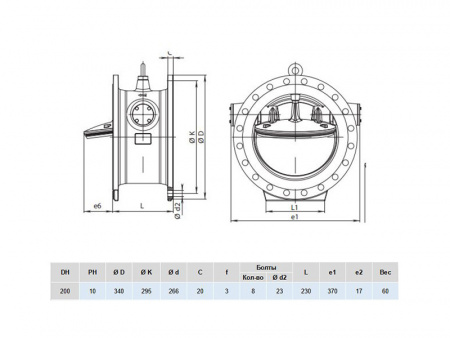 Клапан обратный Hawle 9886 DN 200 PN 10 фланцевый c наклонным седлом упругозапирающийся