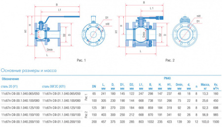 Кран шаровой Маршал 11с67п СФ.00.1 DN 65/50 PN 40 стандартнопроходной фланцевый