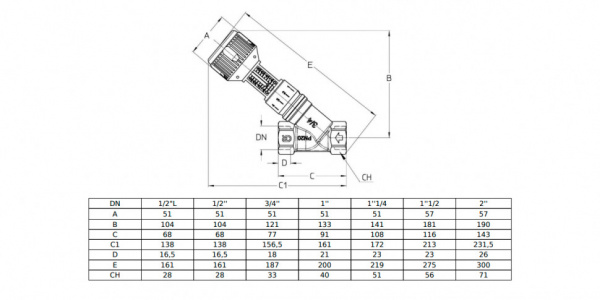 Клапан Cim 727 1/2" L Ру 20 балансировочный Cimberio