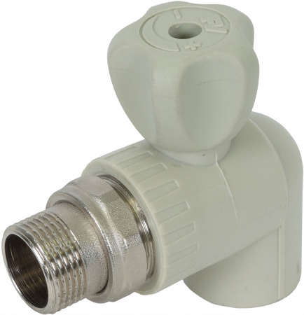 Кран полипропиленовый PPR (PPRC) шаровой для радиатора угловой Ø 25х1/2 PN 25
