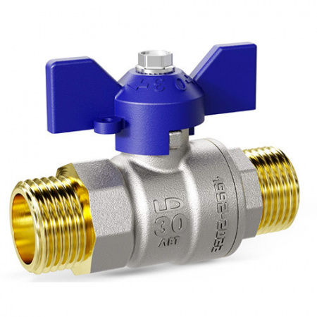 Кран шаровой латунный LD Pride Oxygen 40.20.Н-Н.Р GAS Ду 20 Ру 40 резьба (НР) 3/4", никелированный кислородный