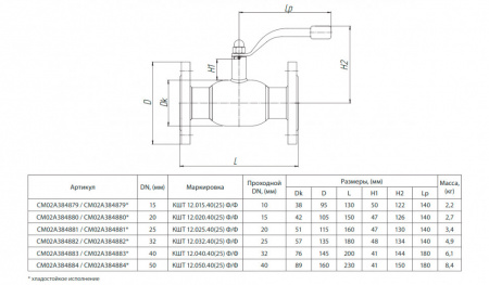 Кран шаровой БИВАЛ КШТ 12 DN 40 PN 40 Ф/Ф