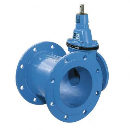 Тройник Hawle 4340E2 PN16 DN125-80 фланцевый клиновый чугунный с обрезиненным клином со встроенной задвижкой