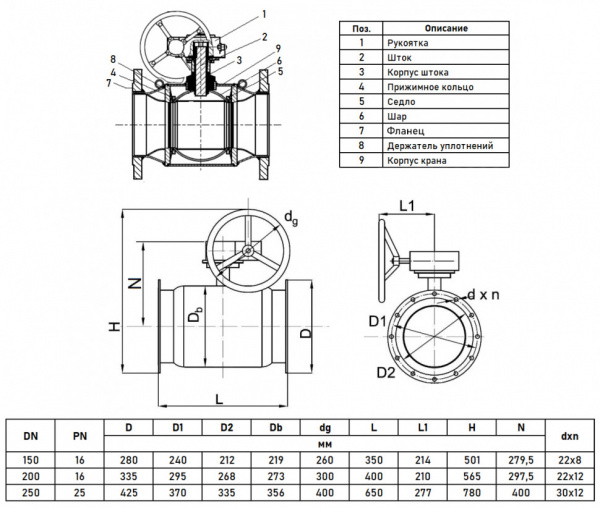 Кран шаровой Danfoss JiP Premium FF WG DN 200 PN 16 стальной стандартнопроходный фланцевый с ручным редуктором Кран шаровой Danfoss JiP Premium FF WG DN 200 PN 16 стальной стандартнопроходный фланцевый с ручным редуктором