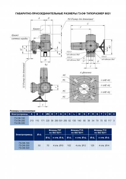 Электропривод однооборотный ГЗ-ОФ-100 (380В) 15 об./90сек.