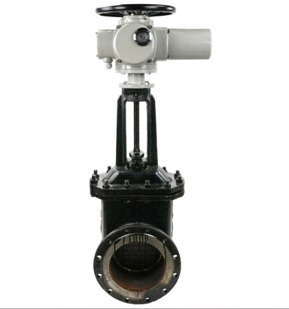 Задвижка ЛМЗ 30ч906бр Ду 250 Ру 10 фланцевая клиновая чугунная с электроприводом ГЗ-Б200/24 380В с параллельным клином