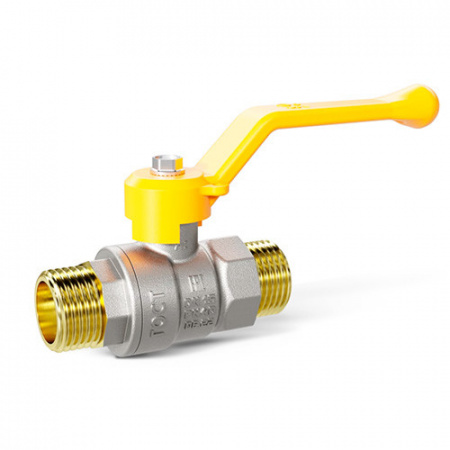 Кран шаровой латунный LD Pride 47.20.Н-Н.Р GAS Ду 20 Ру 40 резьба (НР) 3/4", никелированный неполнопроходный