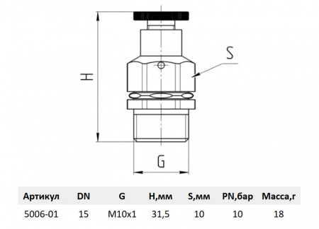 Воздухоотводчик ручной Aquasfera 5006 DN 15 PN 10 с маховиком