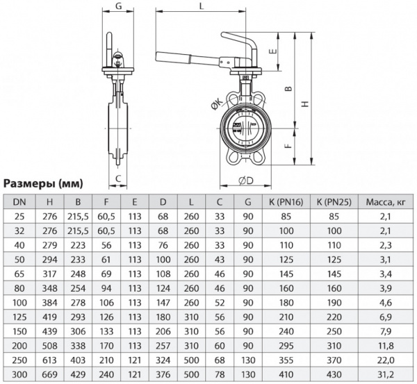 Затвор ЗПНС ADL ГРАНВЭЛ DN 100 PN 16 с рукояткой MR