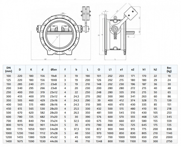 Клапан FAF 2280 DN 100 PN 10 обратный с наклонным седлом и противовесом