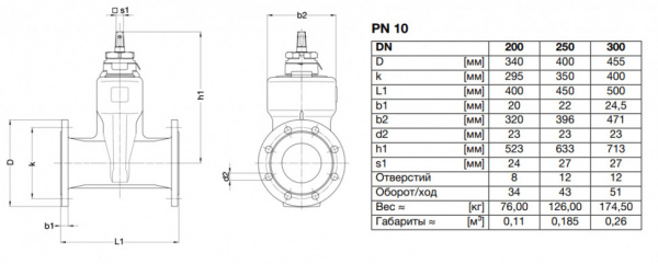 Задвижка VAG BETA 200 DN 200 PN 10 клиновая длинная Задвижка VAG BETA 200 DN 200 PN 10 клиновая длинная