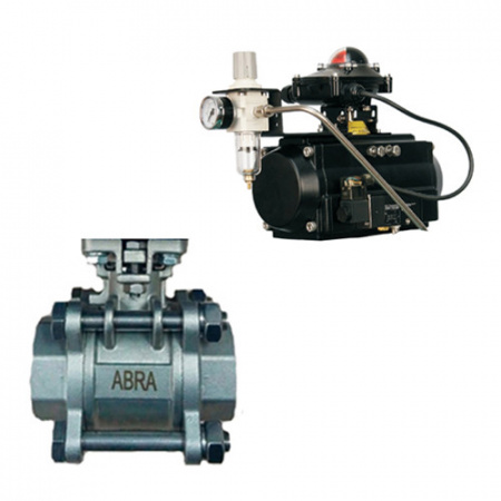 Кран шаровой ABRA BV11 SR ВР 1 1/2" DN 40 PN 40 с пневмоприводом нержавеющая сталь