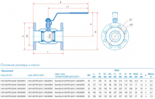 Кран шаровой Маршал 11с67п GAS PRO 2ЦФ.00.1 DN 32/25 PN 40 стандартнопроходной фланцевый Кран шаровой Маршал 11с67п GAS PRO 2ЦФ.00.1 DN 32/25 PN 40 стандартнопроходной фланцевый