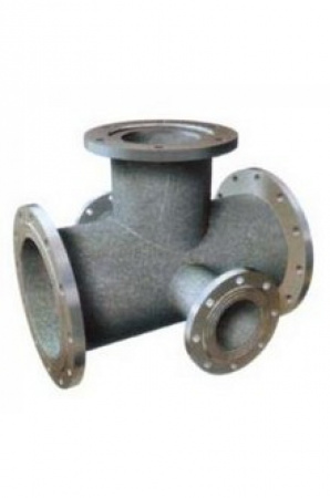 Крест чугунный фланцевый с пожарной подставкой ППКФ 300х200 мм