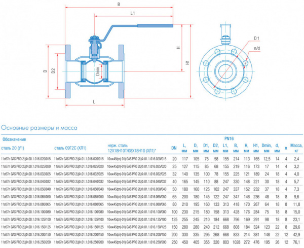Кран шаровой Маршал 11с67п GAS PRO 2ЦФ.00.1 DN 100/80 PN 16 стандартнопроходной фланцевый