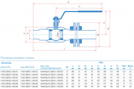 Кран шаровой изолирующий Маршал 11с67п ЦПИ.00.1 DN 15 PN 40 полнопроходной под приварку