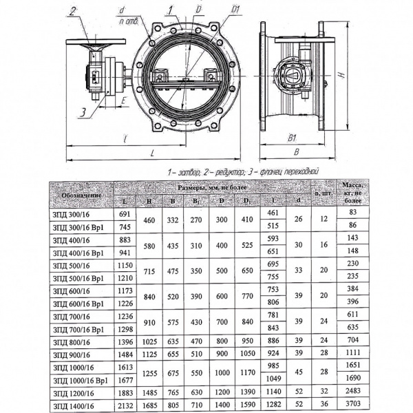 Затвор ЭНЭКОС Вр1 DN 700 PN 16 поворотный фланцевый с двойным эксцентриком с редуктором и штурвалом