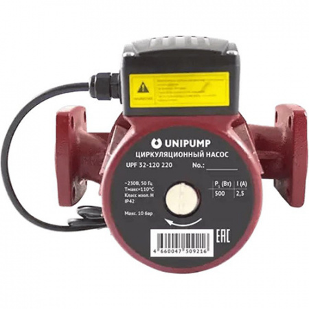 Насос циркуляционный Unipump UPF 32-120 220 с мокрым ротором H=12м Q=183л/мин арт. 83924