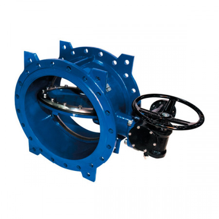 Затвор DENDOR 023F DN 1400 PN 10 поворотный дисковый c двумя эксцентриситетами фланцевый чугунный с редуктором