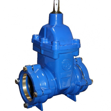Задвижка JAFAR 2123 DN 200/200 PN 16 с ПЭ патрубками клиновая чугунная